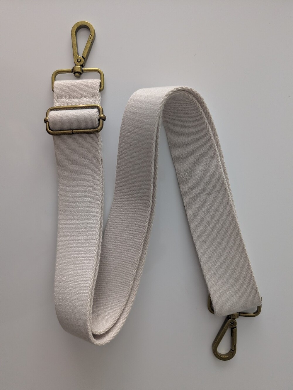Adjustable Cream Handbag Strap with Antique Brass Hardware